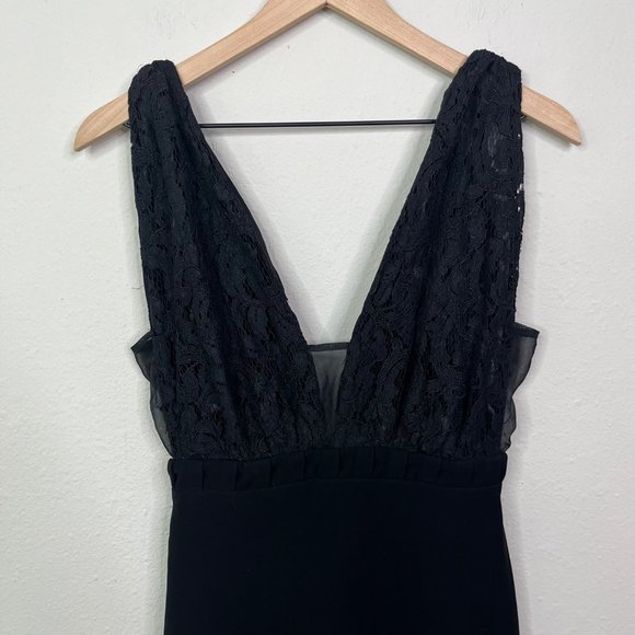 Assali Women's Cartel Mini Black Dress Size XS Deep V Lace Zip Back - Picture 5 of 12